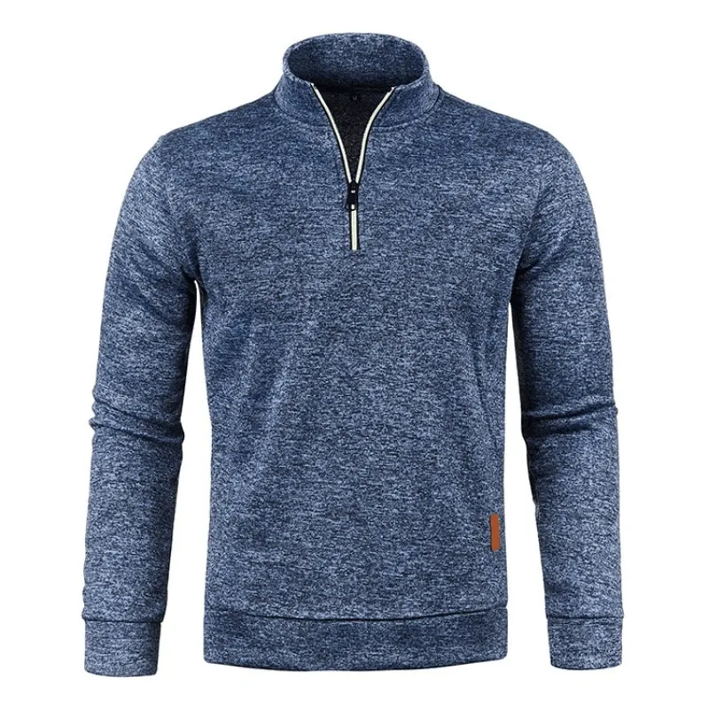 Men's Solid Color Thicker Sweatshirt with Half Zipper - SF0410