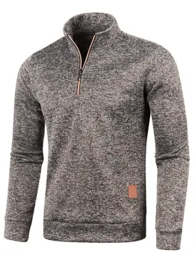 Men's Solid Color Thicker Sweatshirt with Half Zipper - SF0410