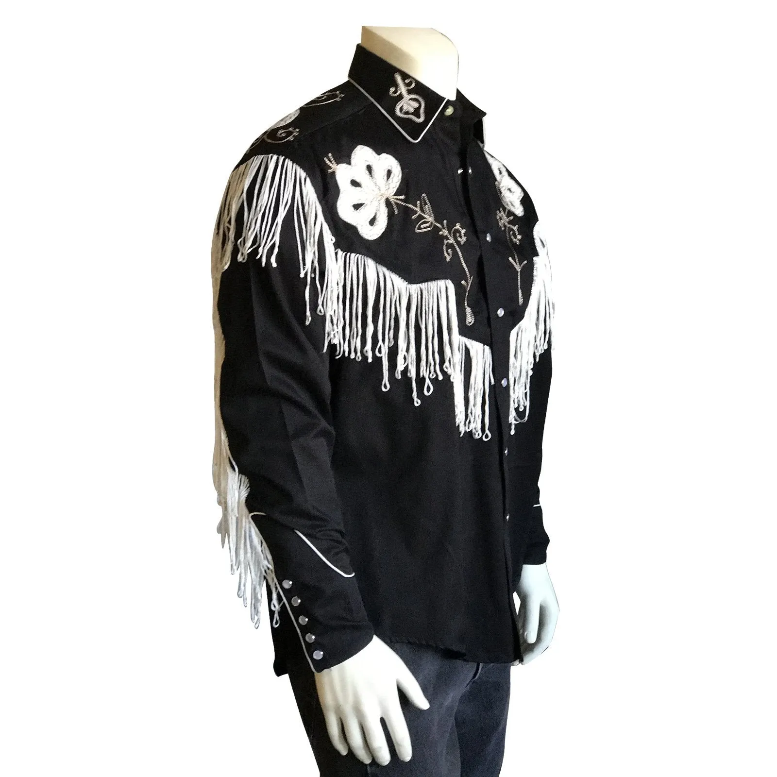 Men's Vintage Western Shirt Collection: Rockmount Fancy Fringe Black