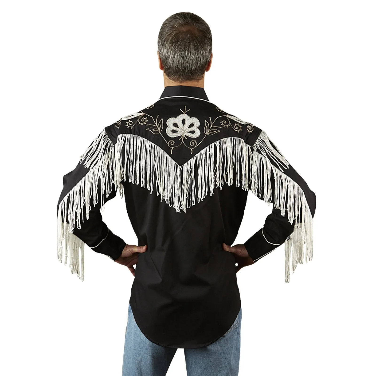 Men's Vintage Western Shirt Collection: Rockmount Fancy Fringe Black