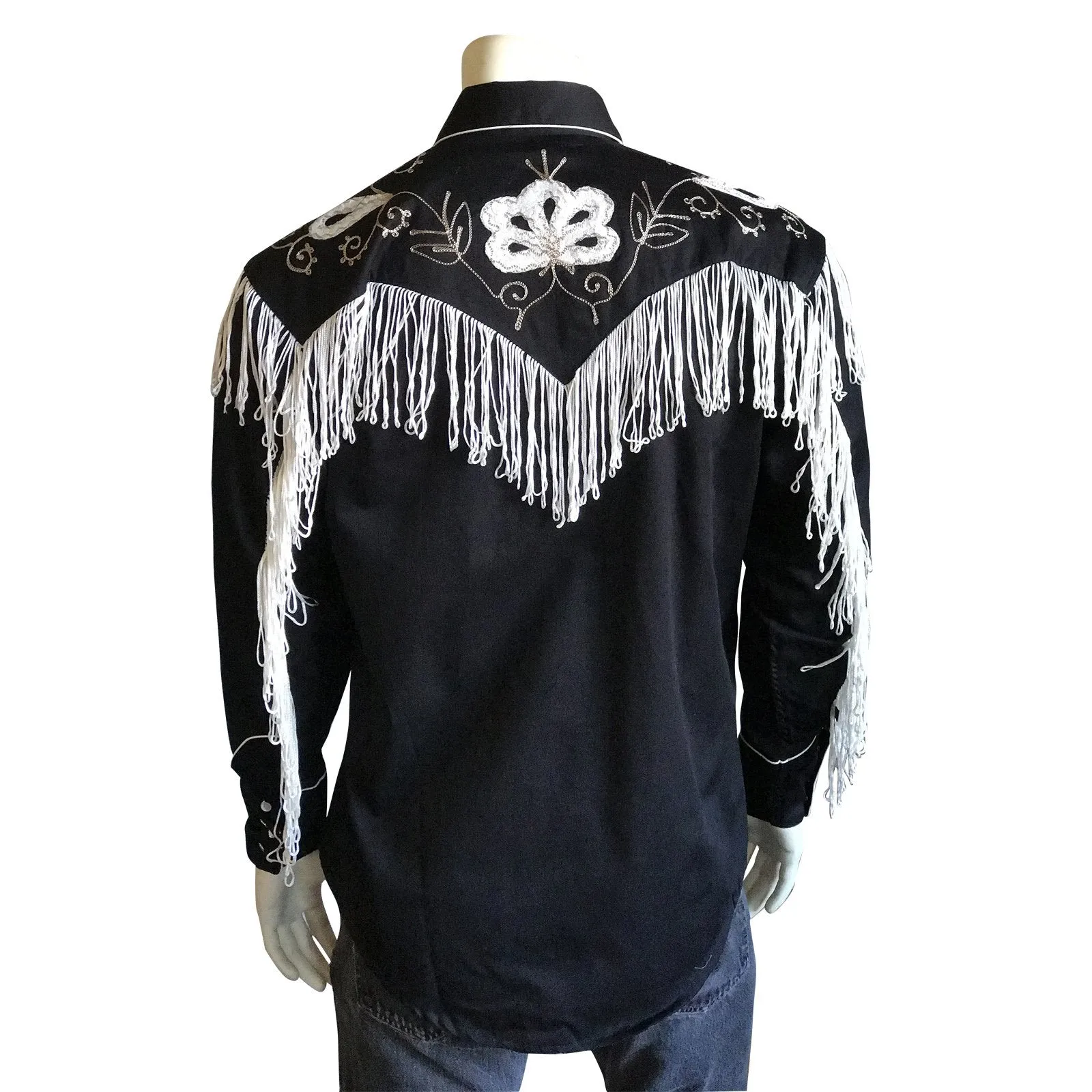 Men's Vintage Western Shirt Collection: Rockmount Fancy Fringe Black