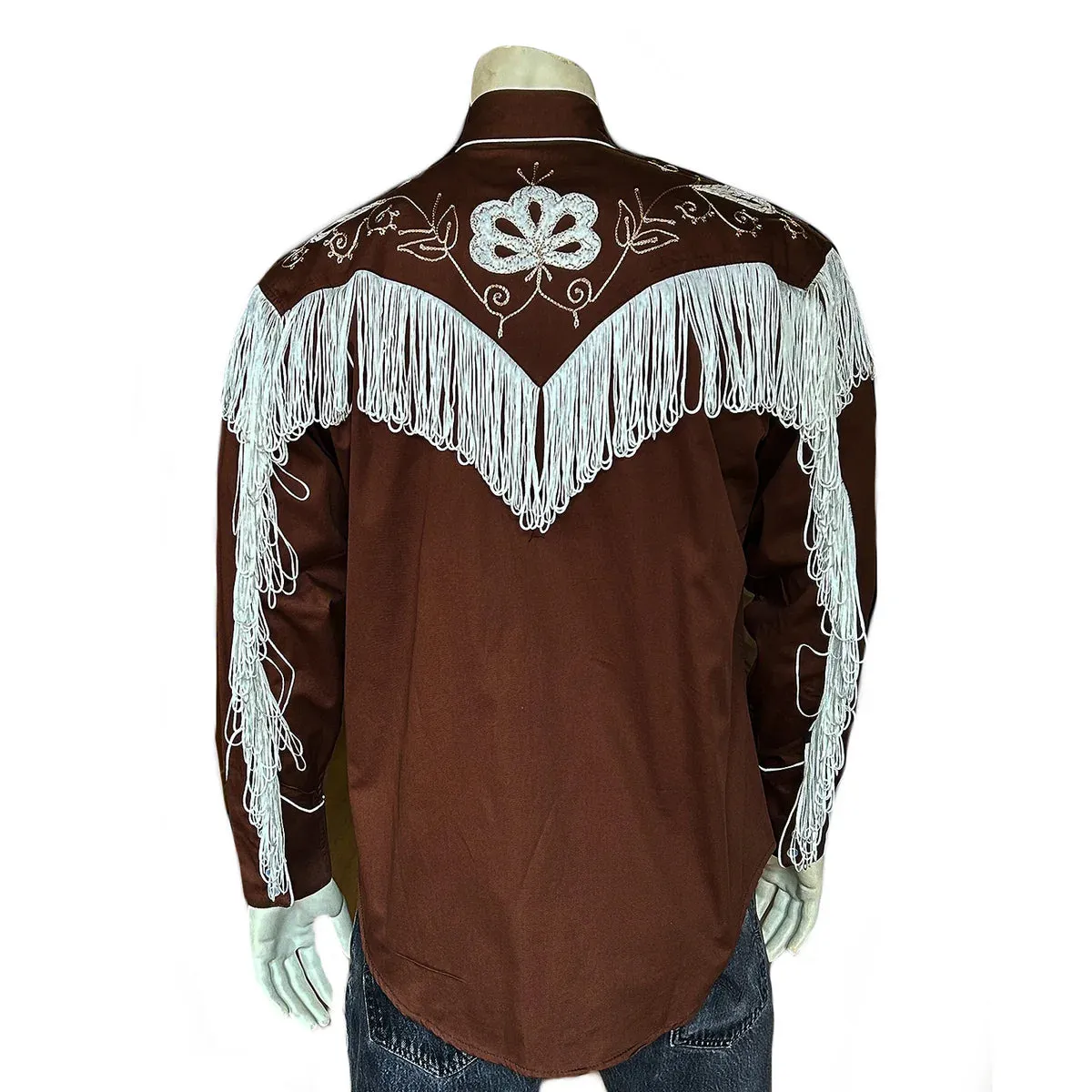 Men's Vintage Western Shirt Collection: Rockmount Fancy Fringe Brown