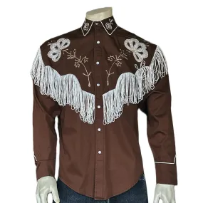 Men's Vintage Western Shirt Collection: Rockmount Fancy Fringe Brown