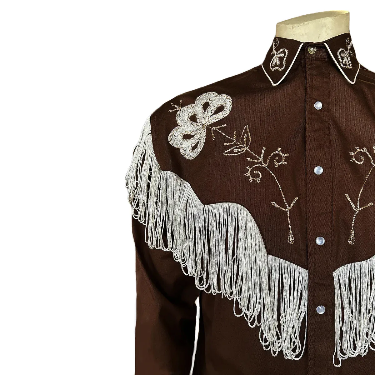 Men's Vintage Western Shirt Collection: Rockmount Fancy Fringe Brown