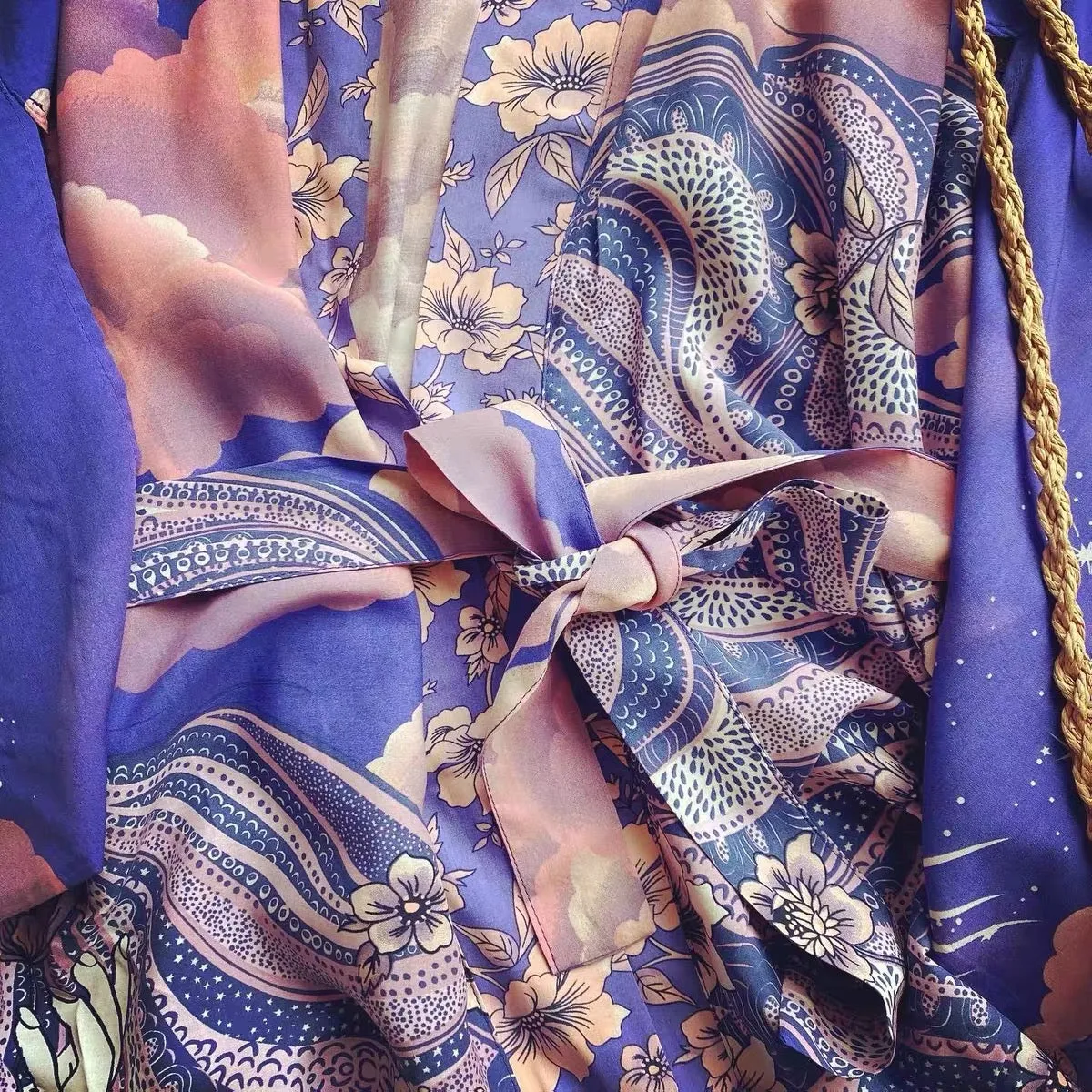 Mystic Blue Moon Starrynight Printed Short Beach Kimono