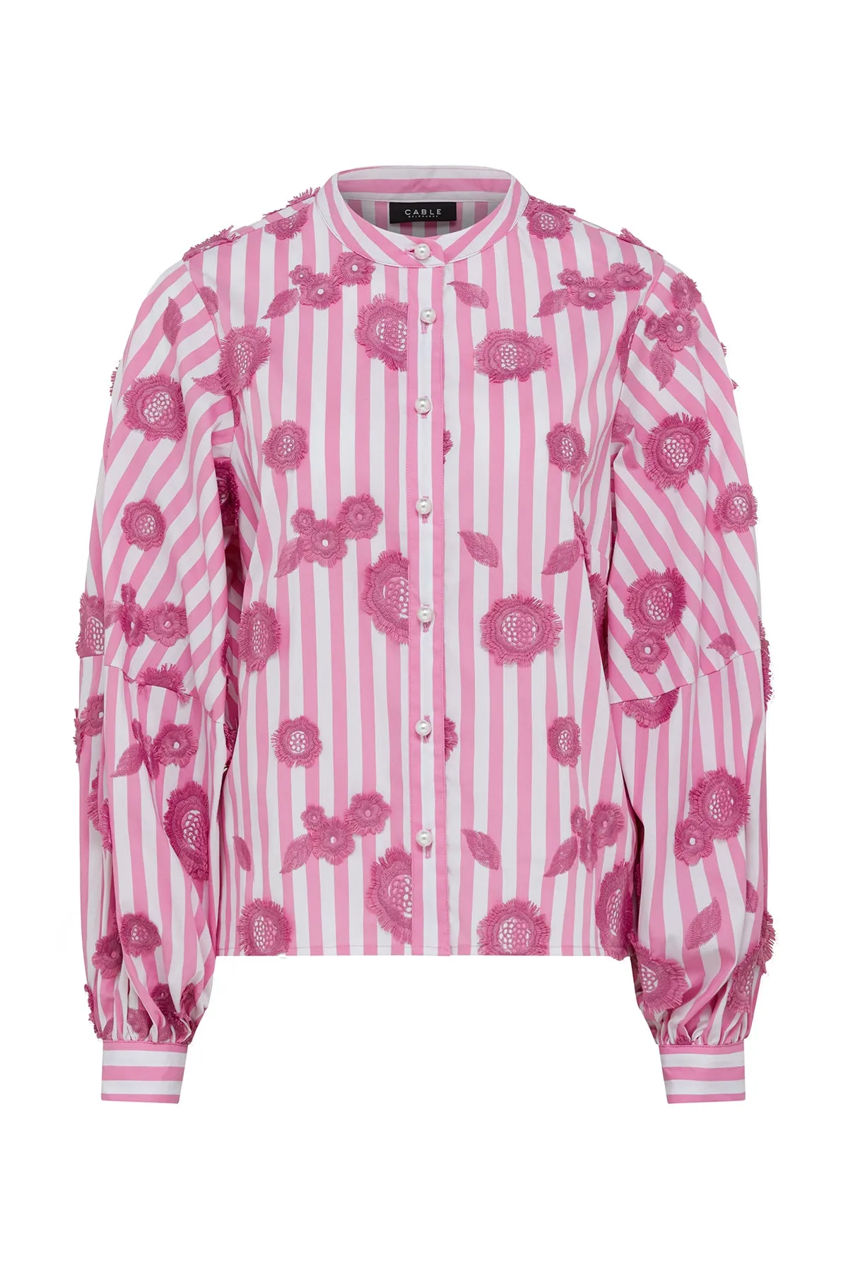 Philly Embroidered Shirt - Pink Stripe