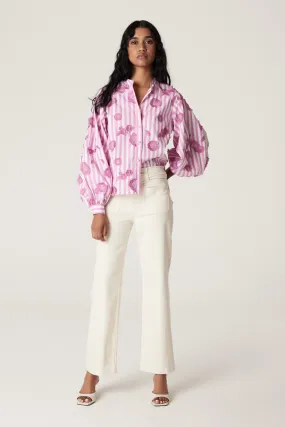 Philly Embroidered Shirt - Pink Stripe