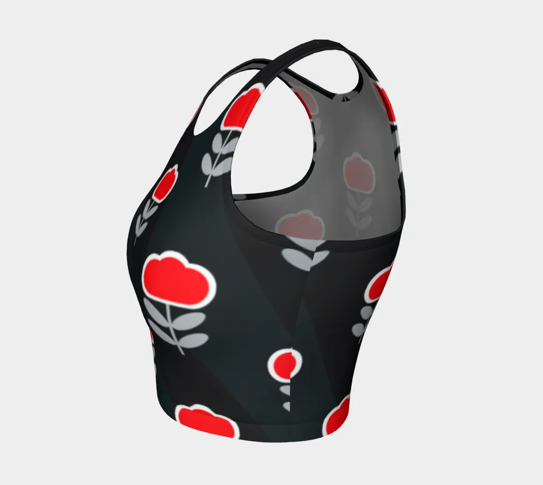 Poppy Print Athletic Crop Top