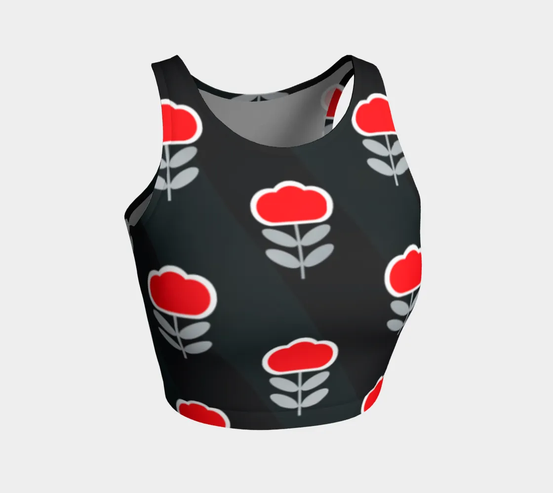 Poppy Print Athletic Crop Top