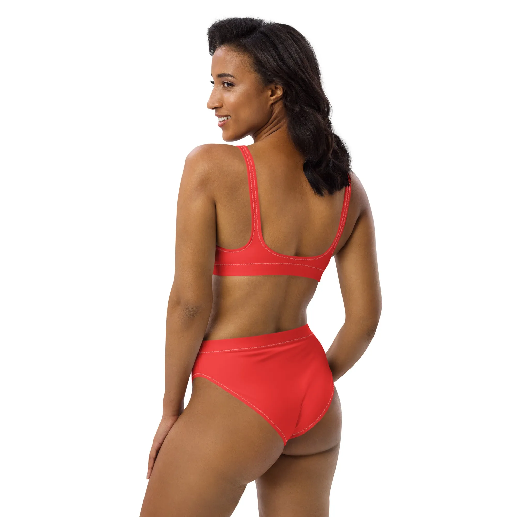 Red high-waisted bikini by Dumbbells and Hotels