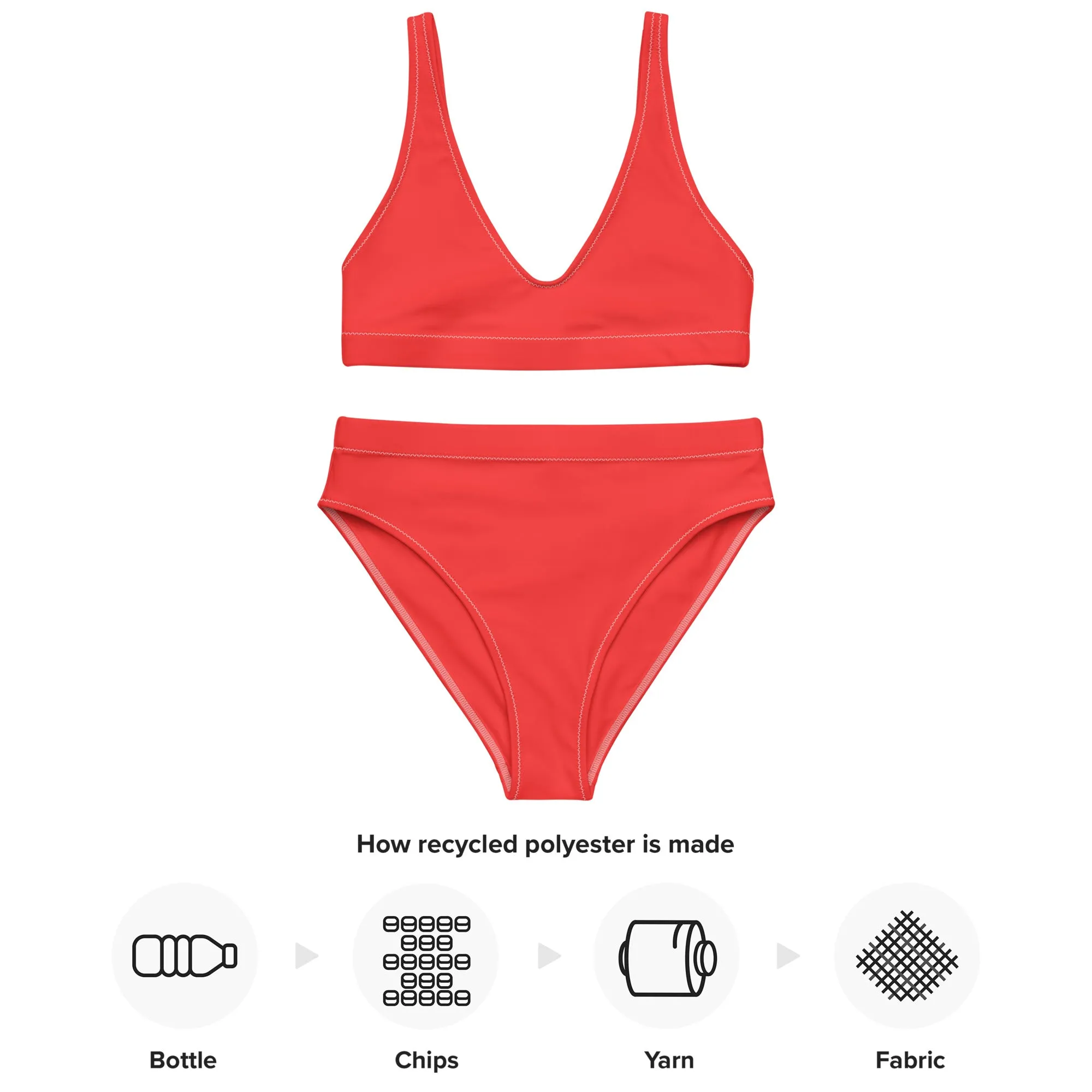 Red high-waisted bikini by Dumbbells and Hotels