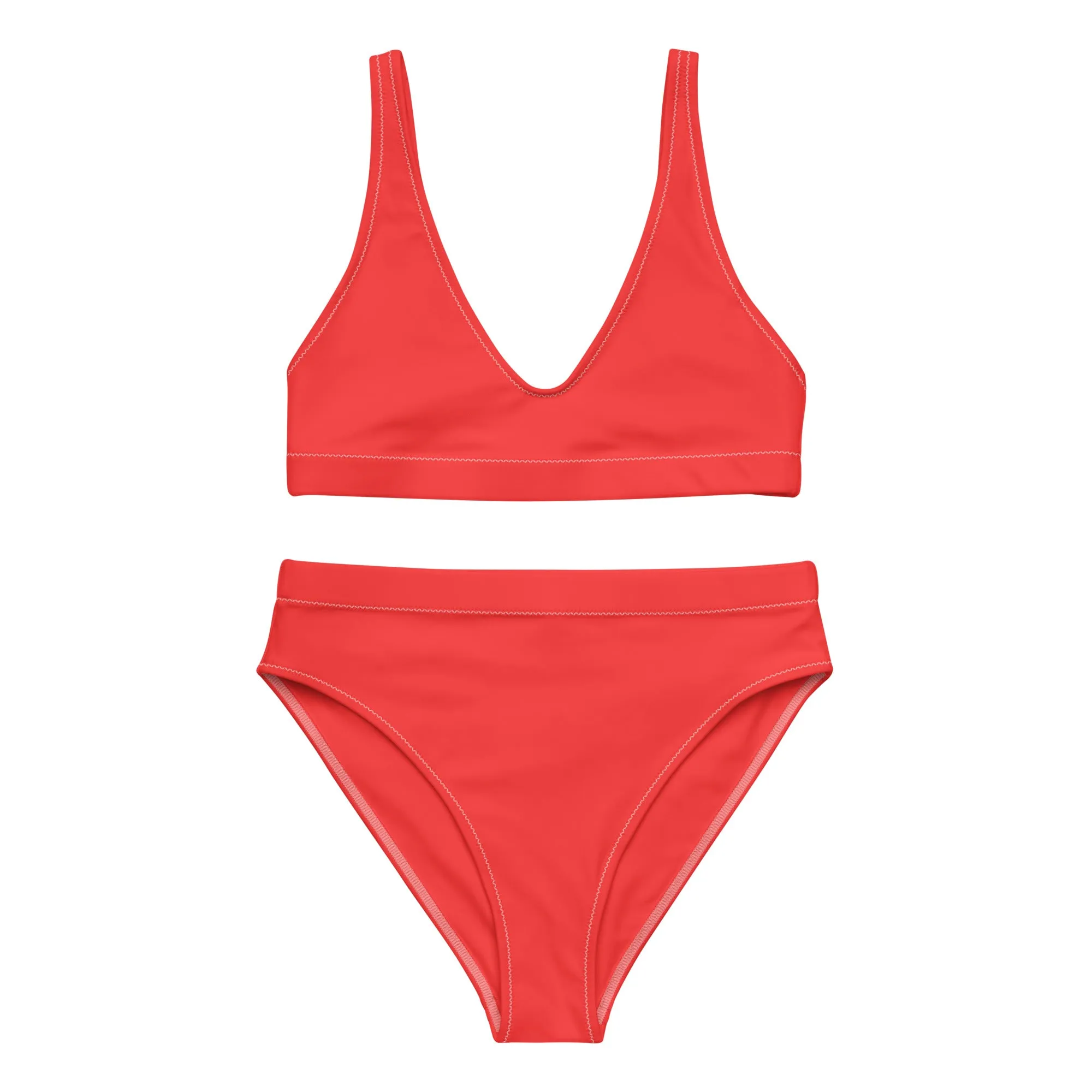 Red high-waisted bikini by Dumbbells and Hotels