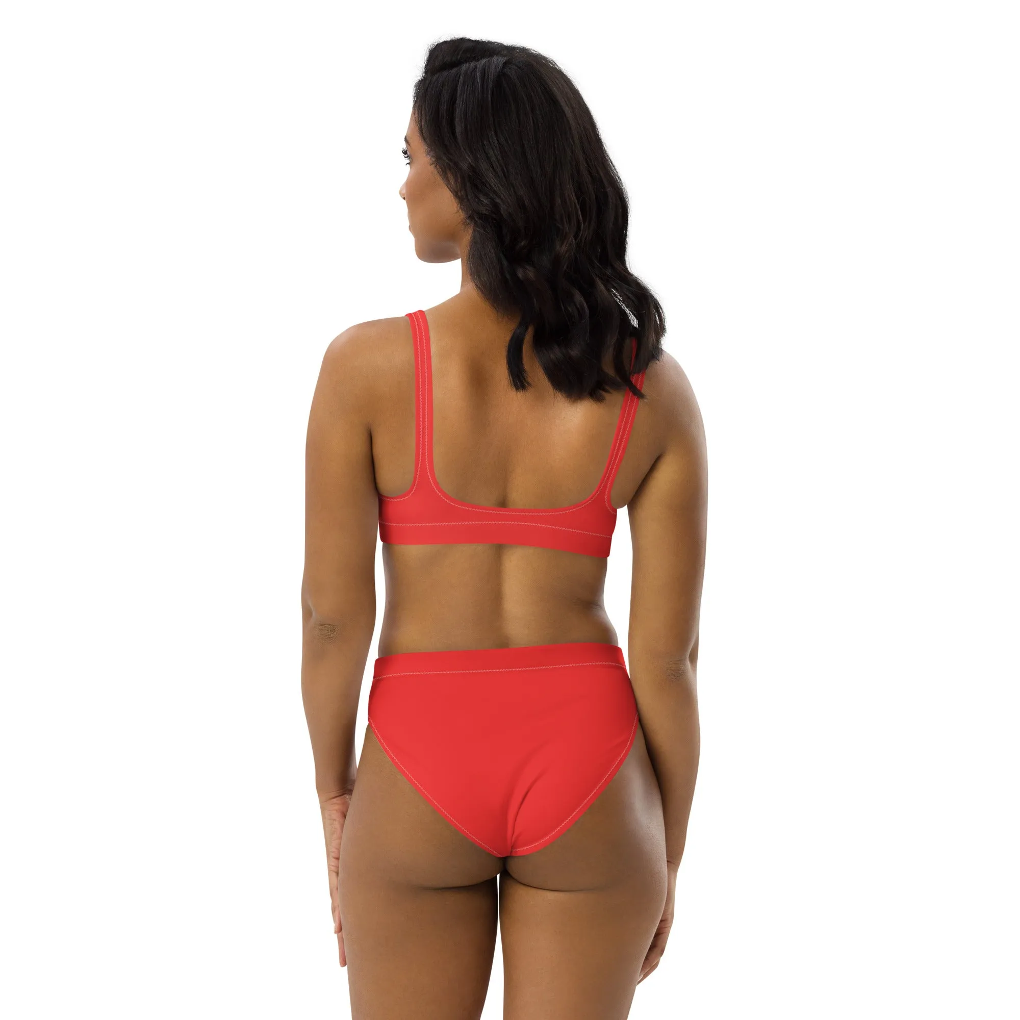Red high-waisted bikini by Dumbbells and Hotels