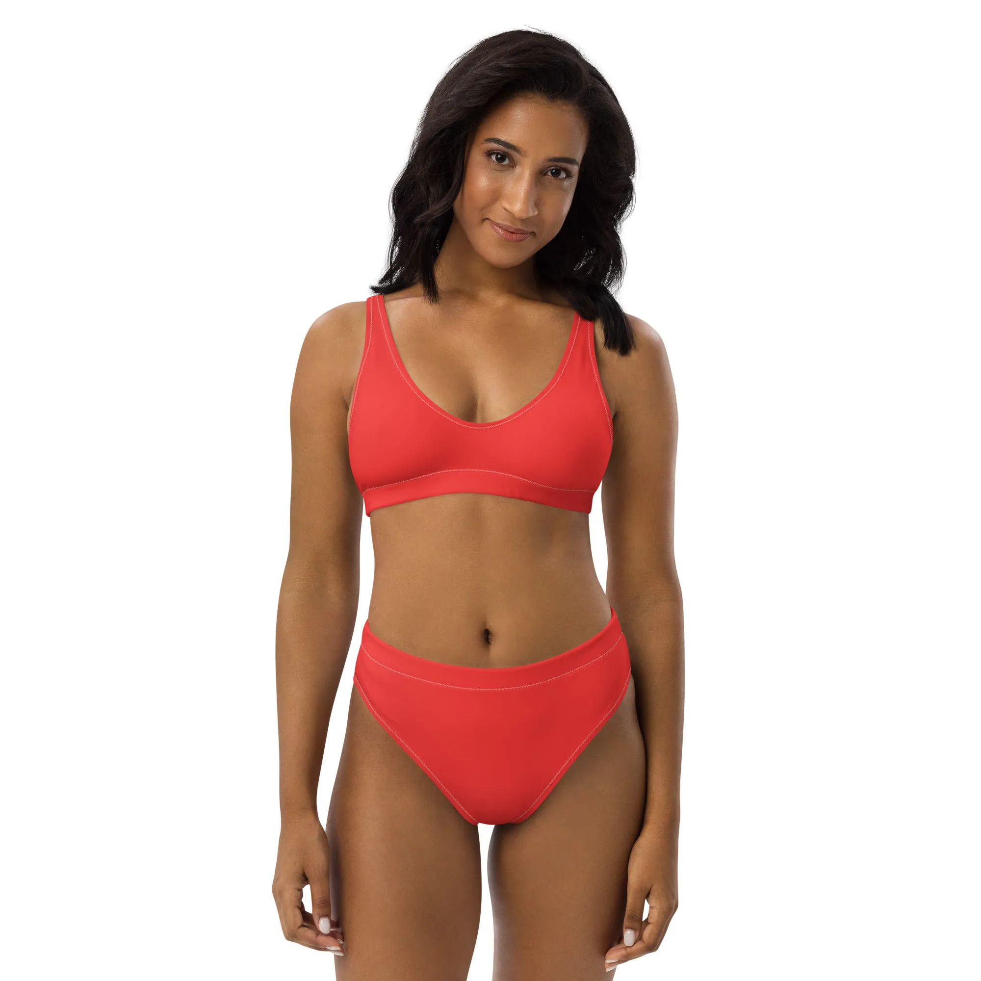 Red high-waisted bikini by Dumbbells and Hotels
