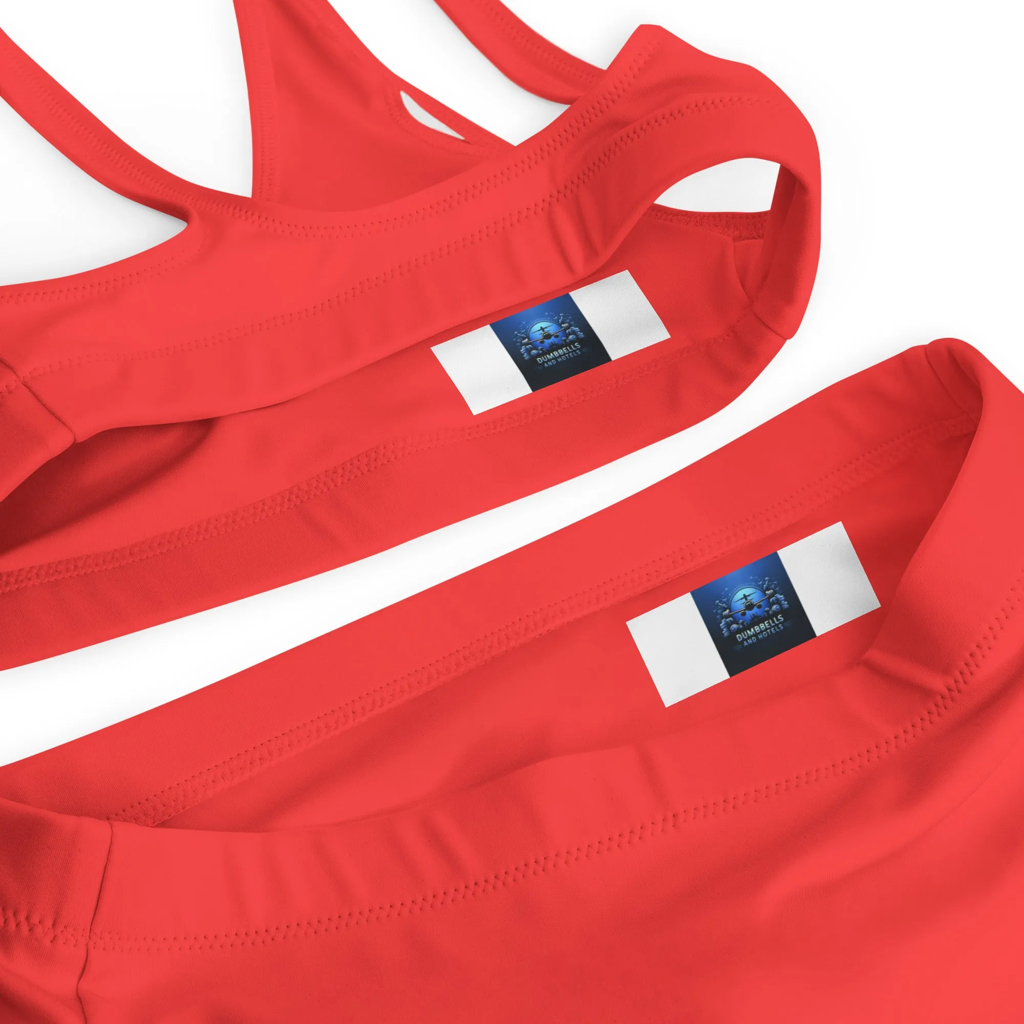 Red high-waisted bikini by Dumbbells and Hotels