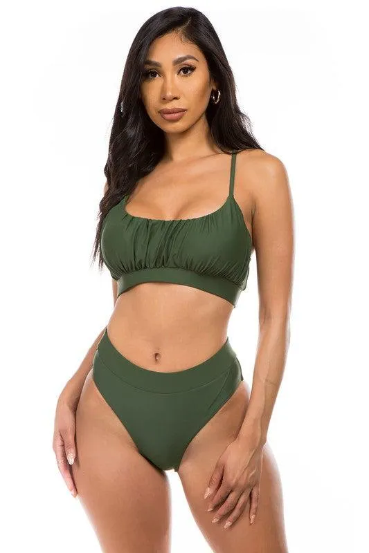 Ruched Two-Piece High Waist Bikini