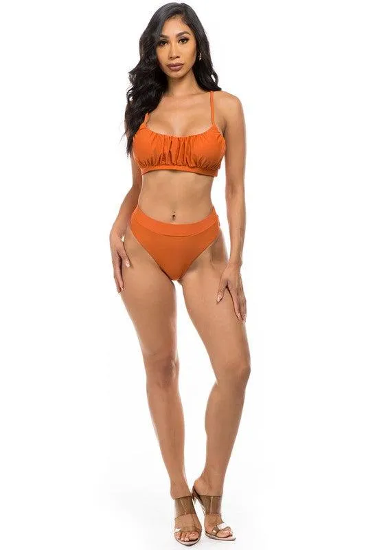 Ruched Two-Piece High Waist Bikini