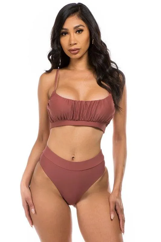Ruched Two-Piece High Waist Bikini