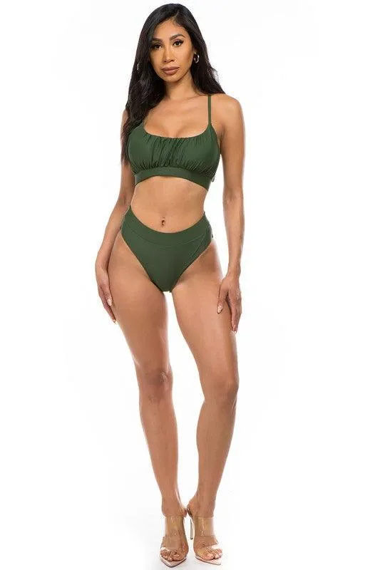 Ruched Two-Piece High Waist Bikini