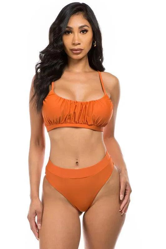 Ruched Two-Piece High Waist Bikini