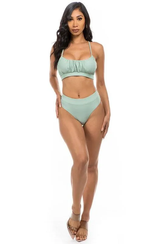 Ruched Two-Piece High Waist Bikini