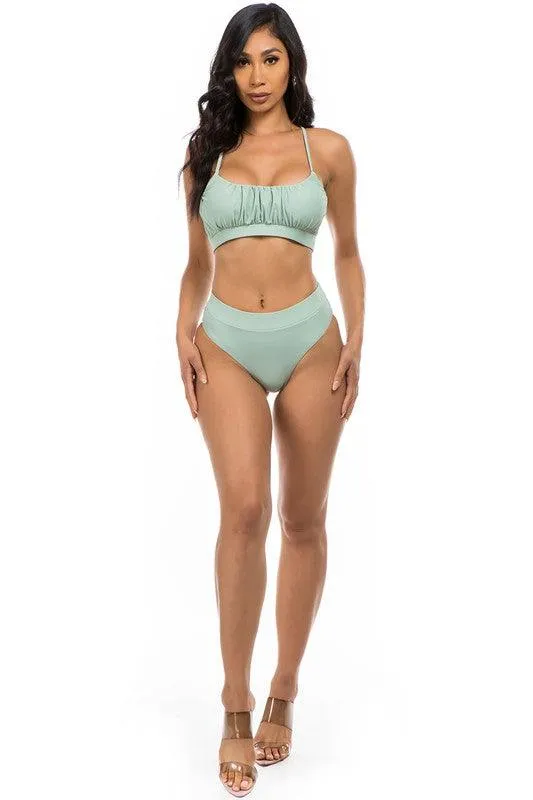 Ruched Two-Piece High Waist Bikini