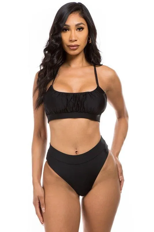 Ruched Two-Piece High Waist Bikini