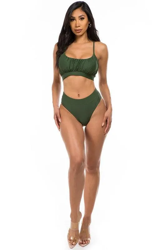 Ruched Two-Piece High Waist Bikini