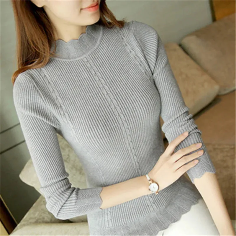 Toleet-Autumn Korean Slim Fashion Women Knit Sweater High Elastic Turtleneck Bottoming Basic Pullovers Winter Sexy Sweater Women 7570
