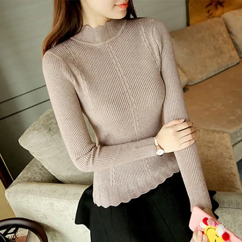 Toleet-Autumn Korean Slim Fashion Women Knit Sweater High Elastic Turtleneck Bottoming Basic Pullovers Winter Sexy Sweater Women 7570