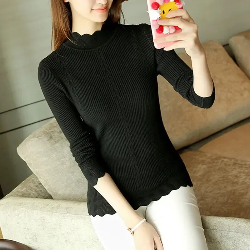 Toleet-Autumn Korean Slim Fashion Women Knit Sweater High Elastic Turtleneck Bottoming Basic Pullovers Winter Sexy Sweater Women 7570