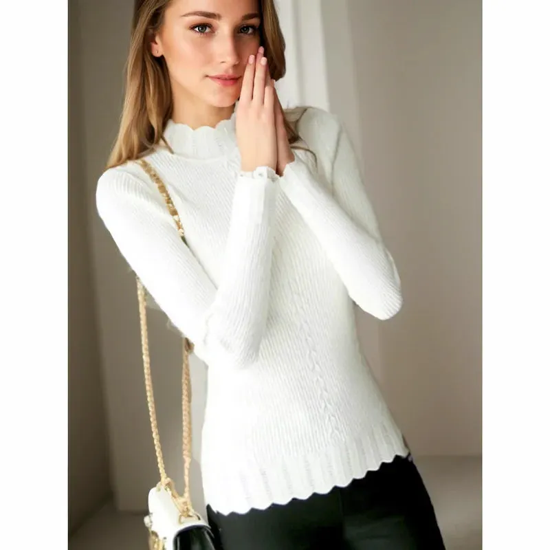 Toleet-Autumn Korean Slim Fashion Women Knit Sweater High Elastic Turtleneck Bottoming Basic Pullovers Winter Sexy Sweater Women 7570