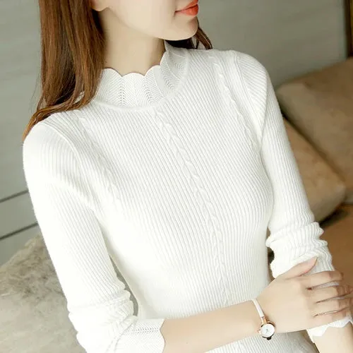 Toleet-Autumn Korean Slim Fashion Women Knit Sweater High Elastic Turtleneck Bottoming Basic Pullovers Winter Sexy Sweater Women 7570