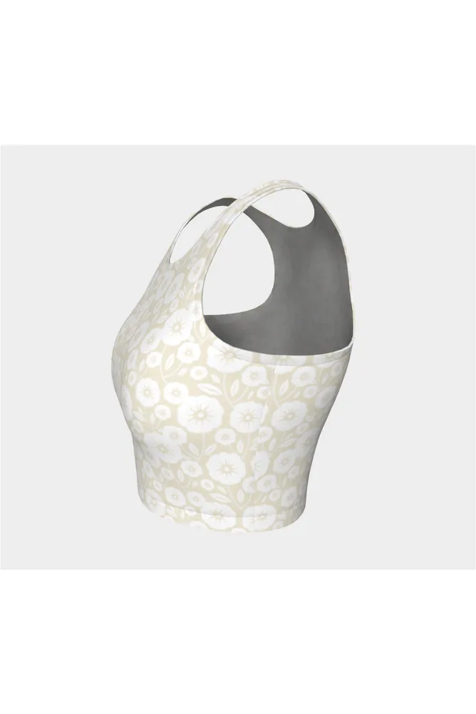 White Floral Silhouette Athletic Top