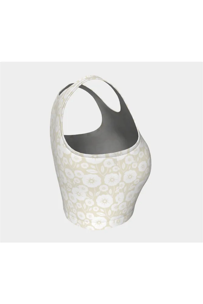 White Floral Silhouette Athletic Top