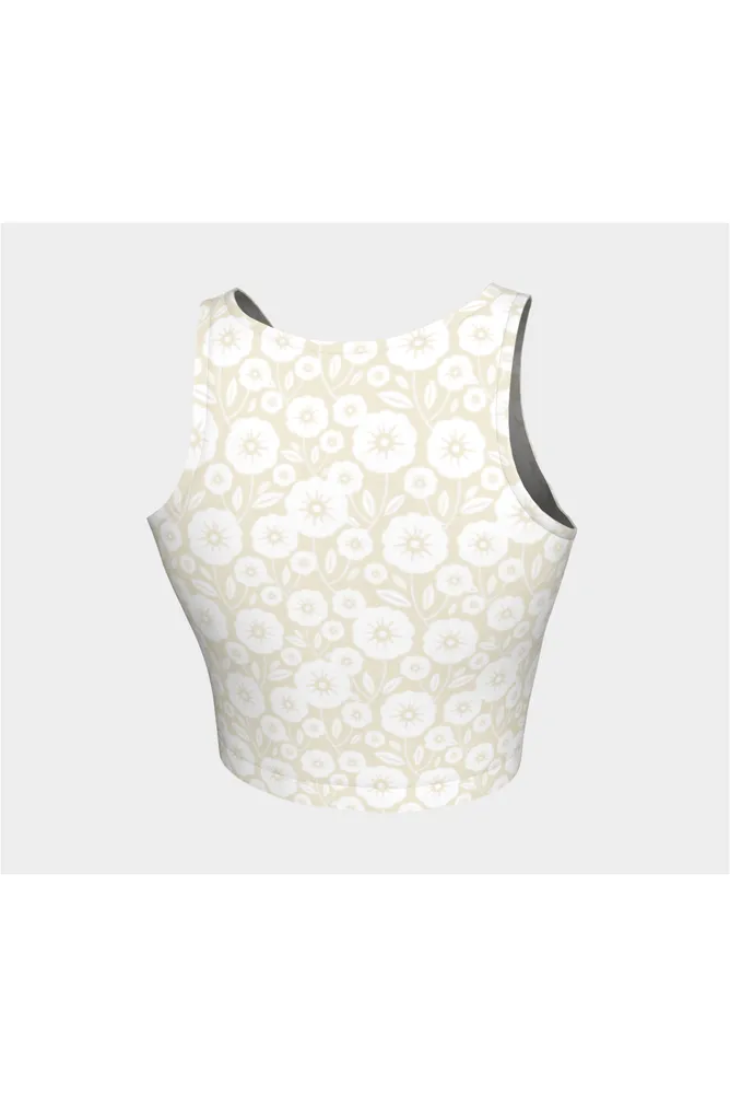 White Floral Silhouette Athletic Top