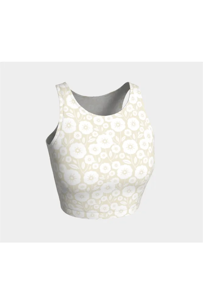 White Floral Silhouette Athletic Top