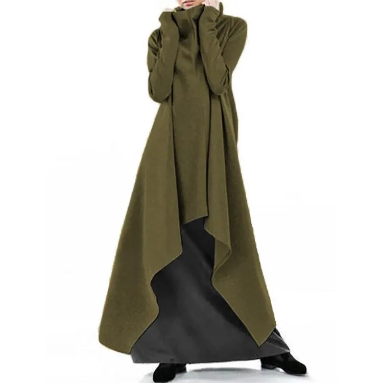 Women solid color turtleneck pullover sports long sweatshirt
