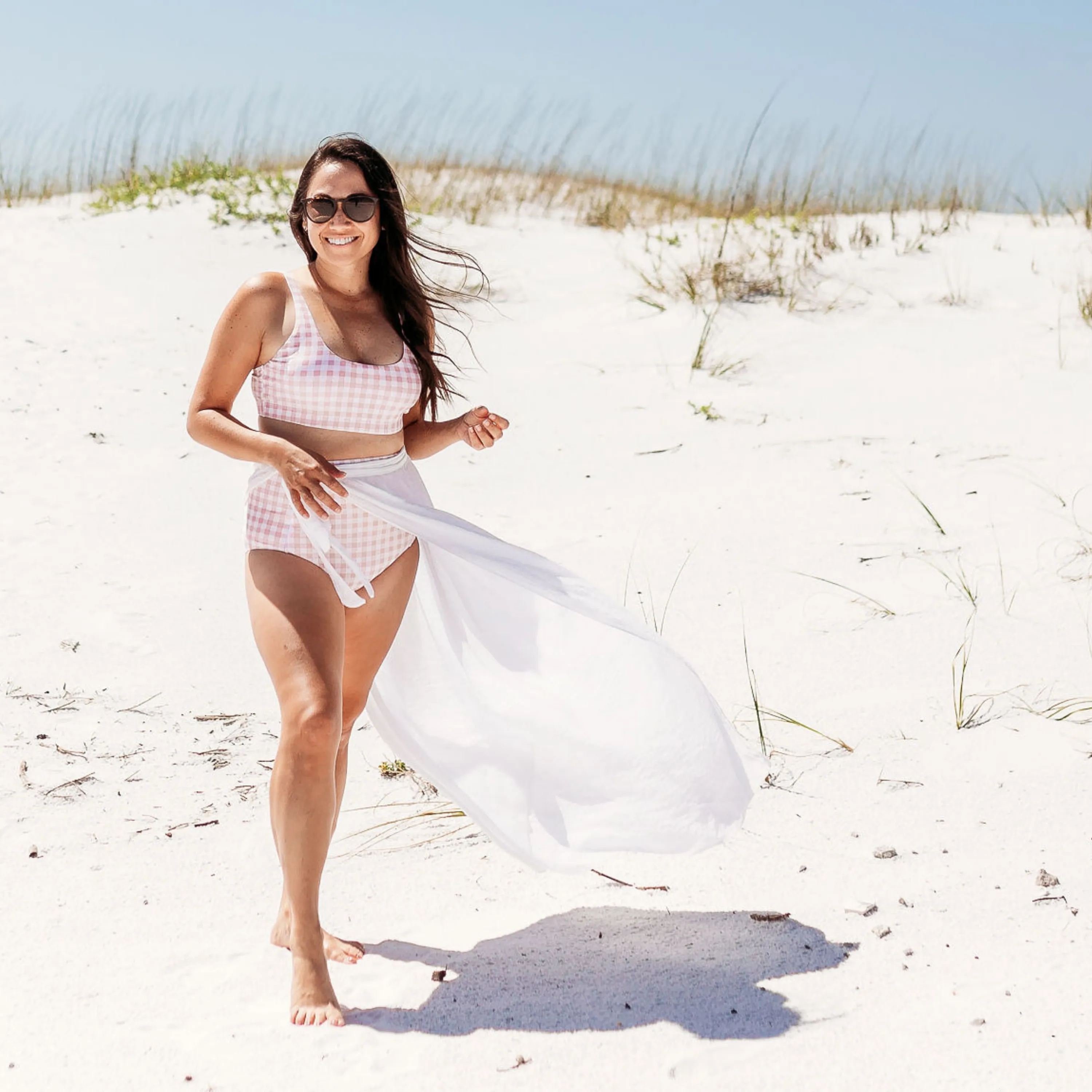 Women's High Waist Bikini Bottoms | "Pink Gingham"