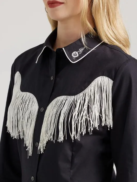 Women's Wrangler Retro Fringe Black Shirt