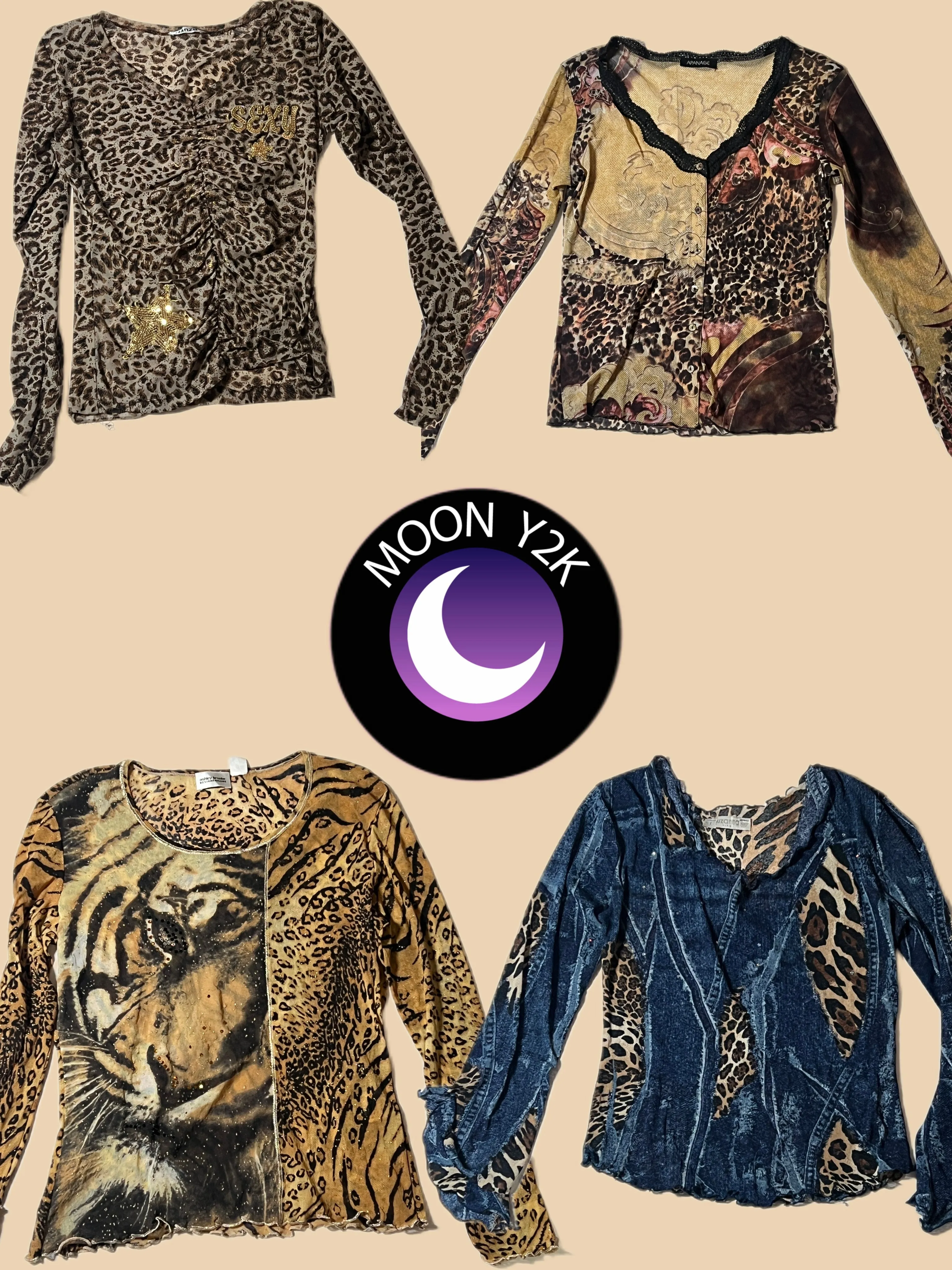 Y2k mesh tops x rare animal print mix (A-10)
